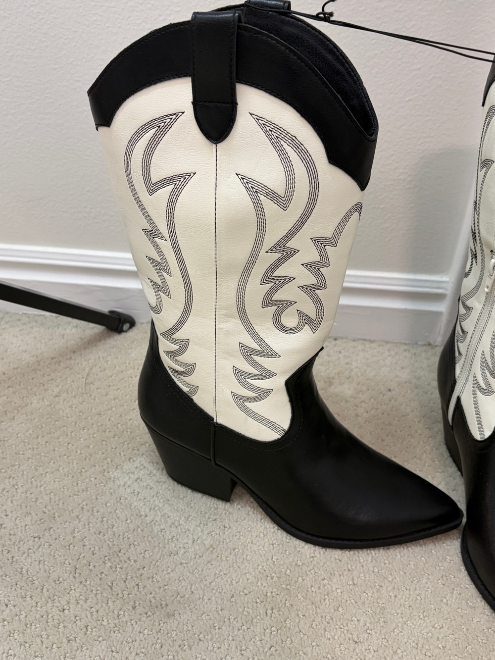 Indigo Black and White Heeled Boots - Picture 8 of 9